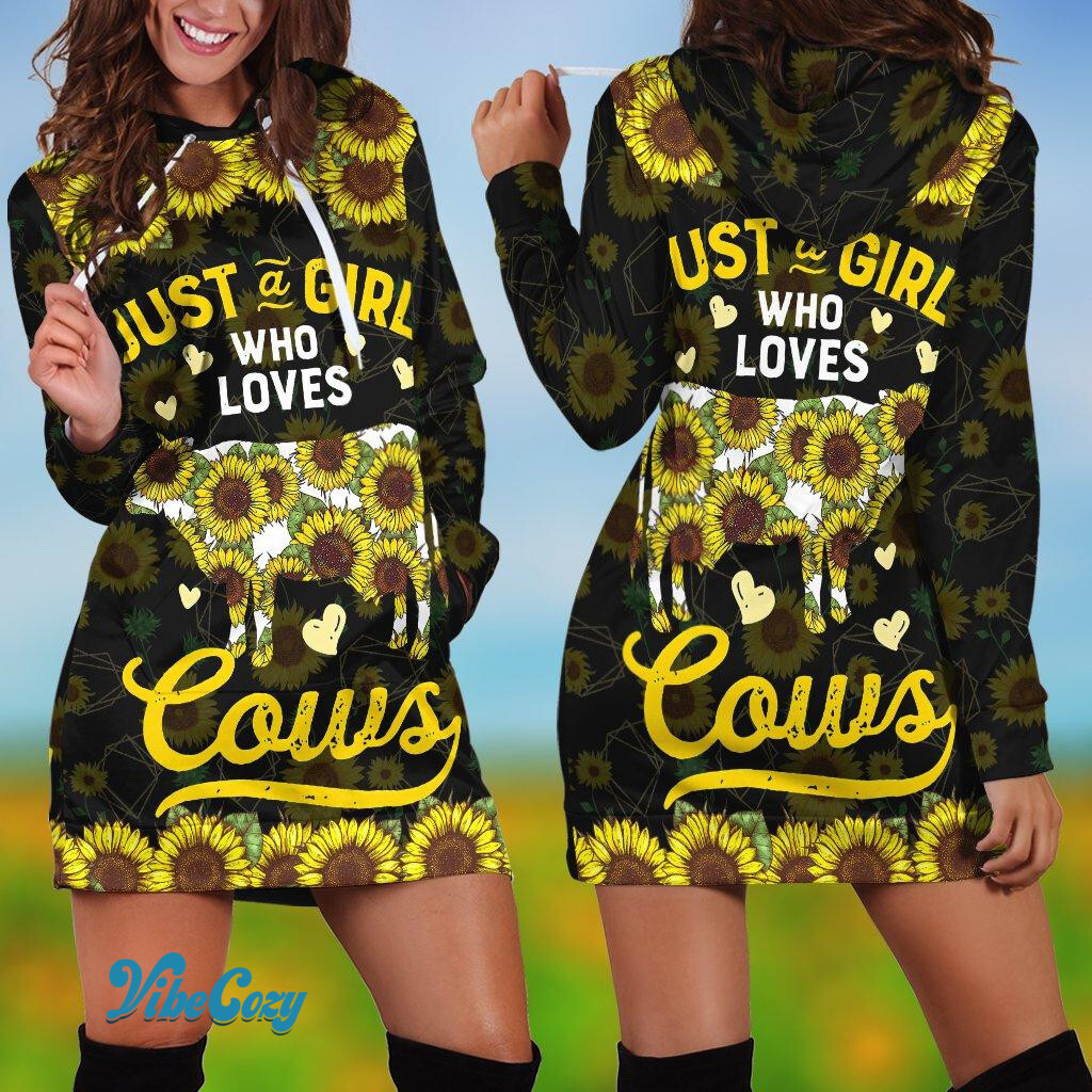 Just a Girl who loves Cows Hoodie Dress DL