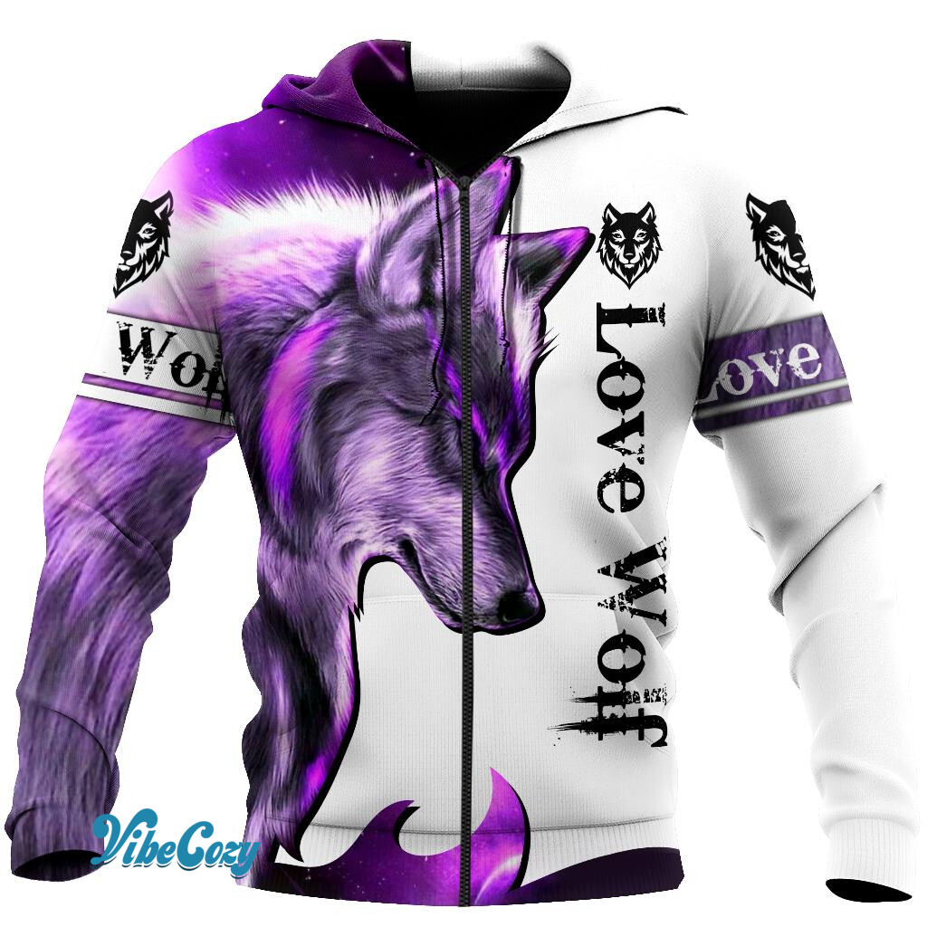 Purple Wolf 3D All Over Printed Hoodie Shirt by SUN QB05282005-SU