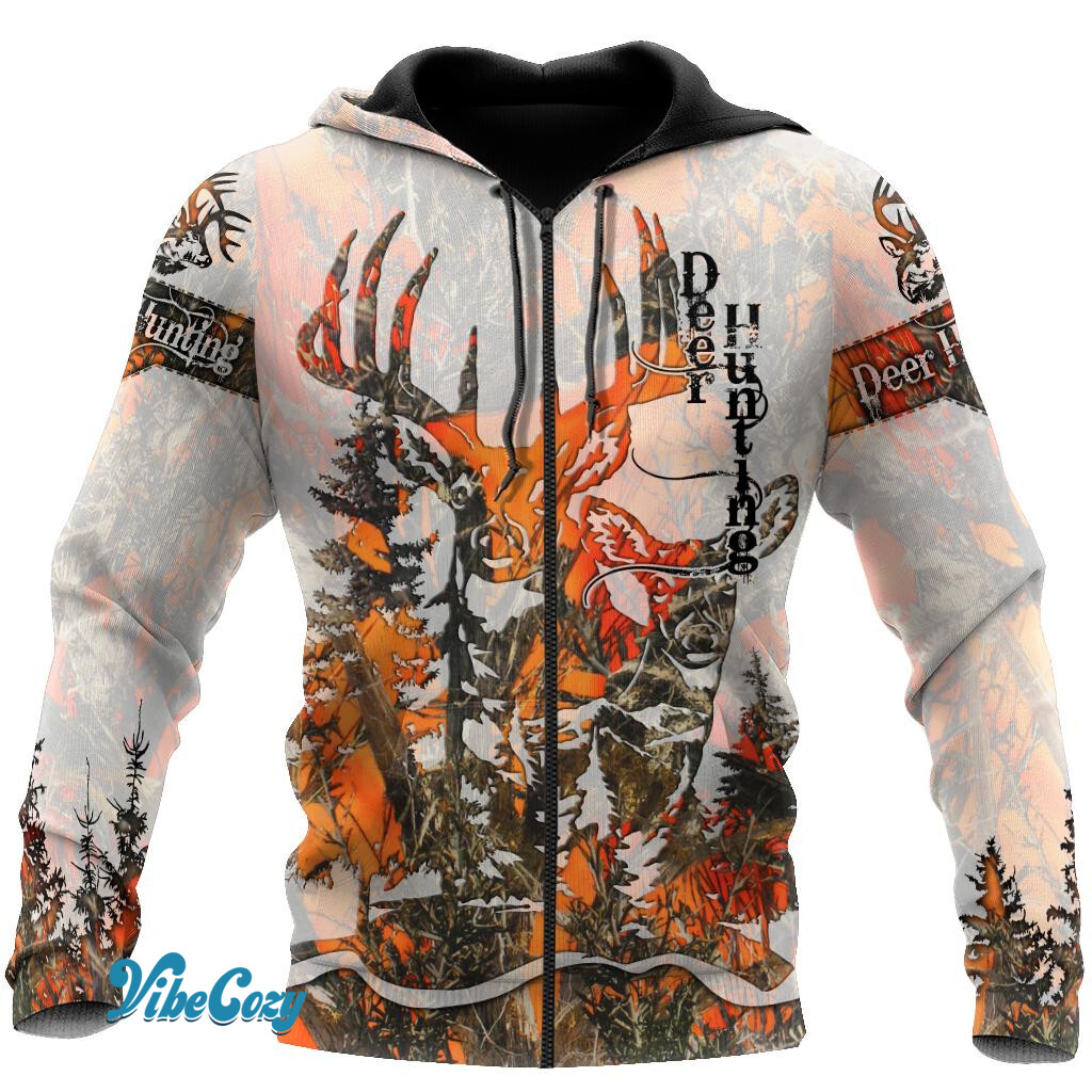 3D All Over Print Deer Hunting Hoodie JJW10082001-TN