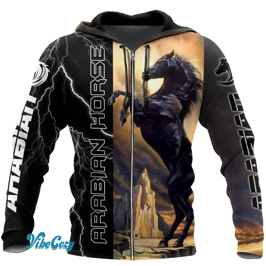 Black Stallion Arabian Horse 3D All Over Printed Shirt Hoodie Pi301202-MP