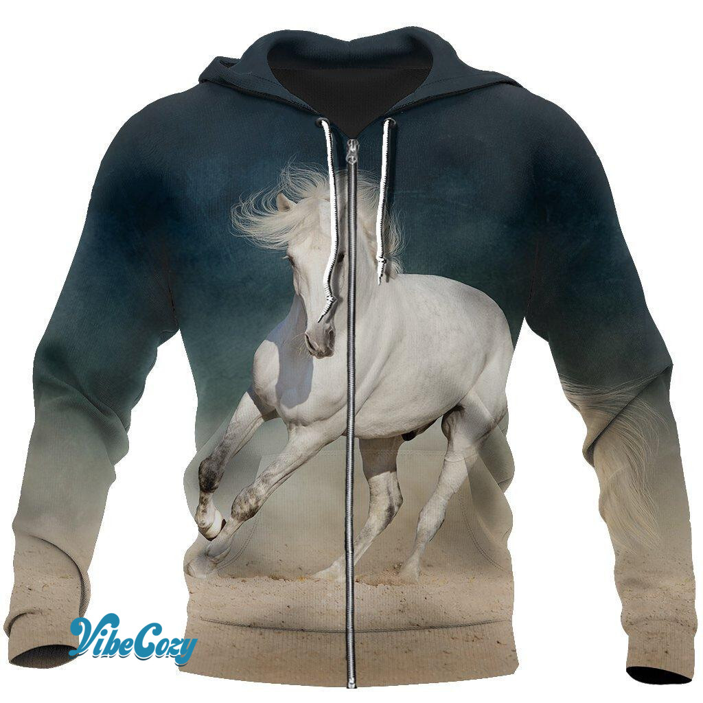 Beautiful White Horse 3D All Over Printed Shirt Hoodie For Men And Women JJ051206-MP