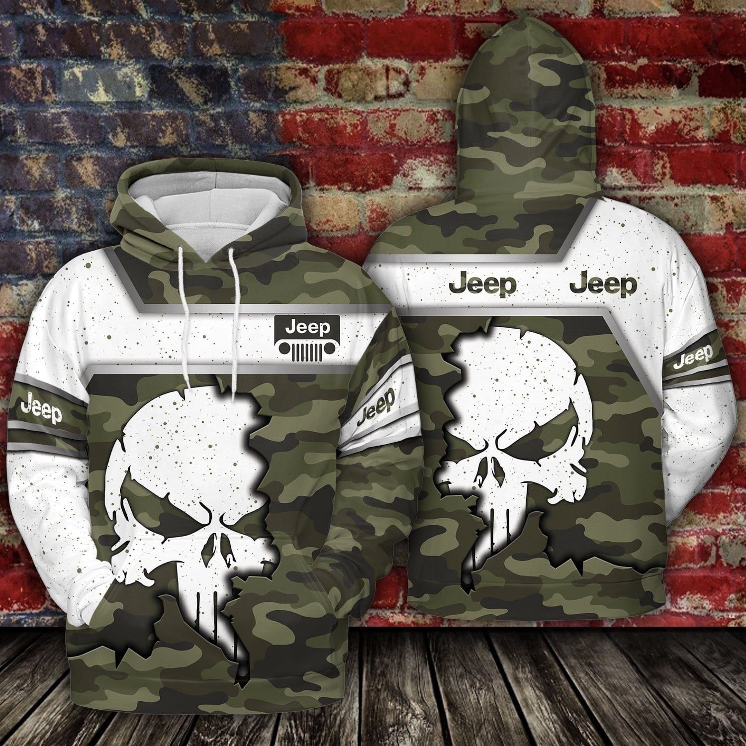 Cool Jeep Skull Camo Army Hoodie 3D #200821l