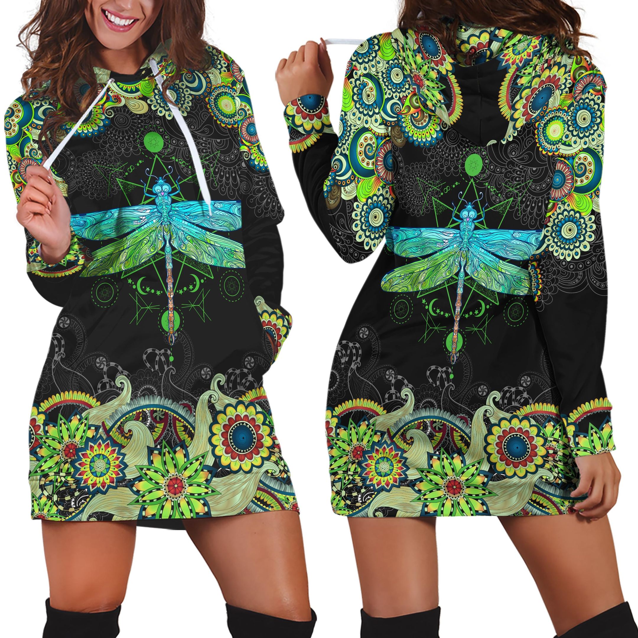3D All Over Amazing Dragonfly Hoodie Dress Blanket JJ040401-TA