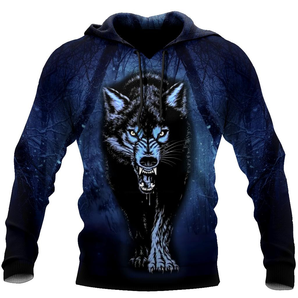 Night Wolf 3D All Over Print Hoodie T Shirt For Men and Women HHT07092016-TN