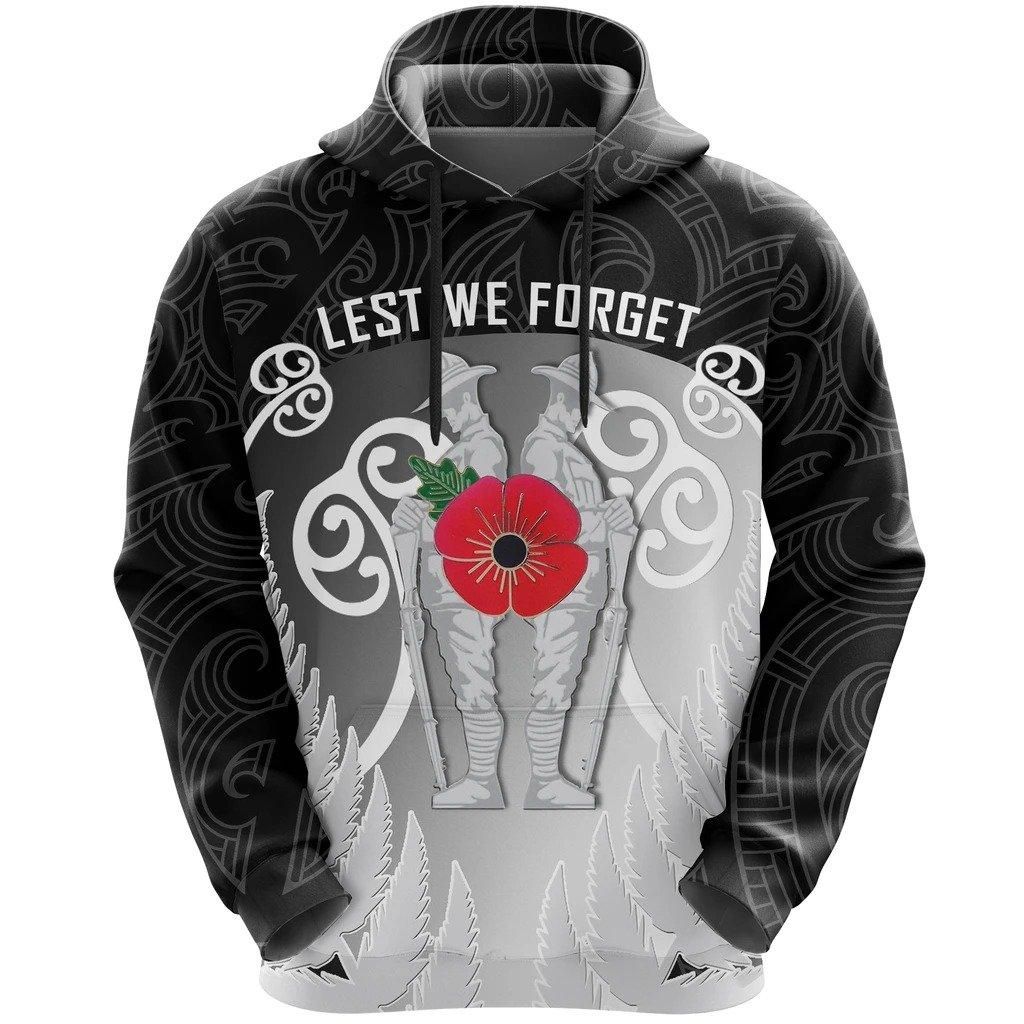 Anzac New Zealand Hoodie, Red Poppy Remembrance Pullover Hoodie, Zip, T-shirt HC18803
