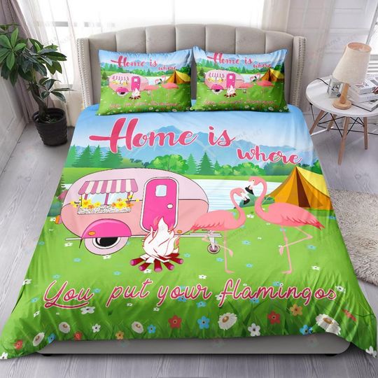 Flamingo Bedding Set Bed, What Do You Put A Duvet Cover On