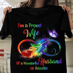 Proud Wife Of Wonderful Husband In Heaven Dyed Feather Butterfly Tshirt Hoodie Sweater
