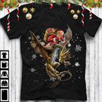 Santa Claus riding on dragon Christmas is coming T shirt Hoodie Sweater N98
