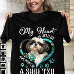 Shih tzu my heart is held by the paws of a shih tzu T shirt Hoodie Sweater N98