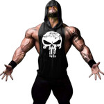 Men Bodybuilding Cotton Skulls Tank Top Gyms Fitness Hooded Vest Sleeveless Shirt Summer Casual Fashion Workout Brand Clothing