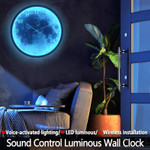 Luminous Wall Clock Modern Art Design Silent Night Lights LED Glowing Nordic Clocks Voice Control Living Home Decor 12 Inch
