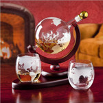 Whiskey Decanter Set Crystal Glass Wine Glass Creative Globe Wine Bottle World Map Pattern Indoor Office Decoration