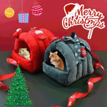 Cotton Skin-friendly Squirrel Bed Christmas Element Pattern Keep Warmth Soft Comfortable Texture Pet Squirrel Hamster Nest House