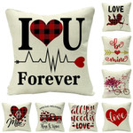 Red Heart and Letters Cushion Cover Wedding Party Decoration Romantic Valentine Day Gifts Cotton Linen Pillowcase 45*45cm