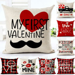 45*45cm Valentines Decorative Cushion Cover for Valentine Day Wedding Party Decor Heart Lover Linen Pillowcase