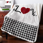 Winter Cashmere Blanket Valentine'S Day Rose Heart Plaid Lamb Flannel Blanket Warm Soft Blankets on Sofa Bed Bedspread