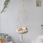 Macrame Hand Woven Boho Decor Household Pet Hanging Basket Dog Cat Hanging Basket Swing Net Bag Room Decoration Accessories
