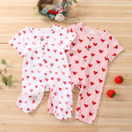 Ma&Baby 0-18M Newborn Infant Baby Girl Jumpsuit Valentine's Day Heart Print Rompers Short Sleeve Clothes Summer Baby Costume D35