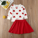 New Toddler Kids Baby Girl Valentine 's Day Clothes Long Sleeve Love Heart Printed Shirt Tops Tutu Skirt 2Pcs Outfits Set