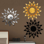 Acrylic Mirror Wall Sticker 3D Sun Flower Flame Decorative Stickers Mural Art Decal Wall Decor Living Room Bedroom Decoration