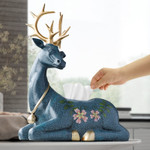 Resin Deer Statues For Home Decor Tissue Box Holder Cover Container Animal Tabletop Deer Sculpture Decorations For Home Office