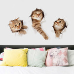 3D Cat Pattern Wall Stickers Lovely Animal Cats Bathroom Toilet Stickers Waterproof Household Living Room Home Decor Vinyl Decal