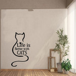 Fun Life Is Better With Cats Self Adhesive Vinyl Wallpaper for Living Room Company School Office Decoration Vinyl Art Decals