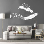 Makeyes Feather Birds Wall Stickers Home Livingroom Modern Decor Vinyl Wall Decal Flying Feather Wall Art Nature Decoration