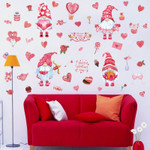 Valentine's Day Wall Stickers Creative Pink Heart Gnomes Window Stickers Vinyl Decals for Girl's Living Room Bedroom Home Decor