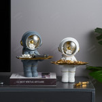 Creative Astronaut Sculpture Storage Tray Resin Figurines Keys Storage Nordic