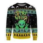 Gearhomies Christmas Unisex Sweater Stay Weird Alien Ugly Christmas 3D Apparel