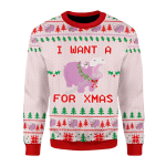 Merry Christmas Gearhomies Unisex Christmas Sweater I Want A Hippopotamus For Xmas
