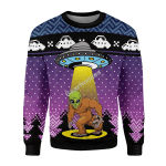 Gearhomies Christmas Sweater Big Foot Alien Happy Dog 3D Apparel