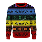 Merry Christmas Gearhomies Unisex Christmas Sweater Rainbow Deer LGBT 3D Apparel