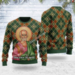 Merry Christmas Gearhomies Unisex Ugly Christmas Sweater Saint Simon the Zealot 3D Apparel
