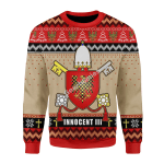 Merry Christmas Gearhomies Unisex Christmas Sweater Pope Innocent III Coat of Arms 3D Apparel