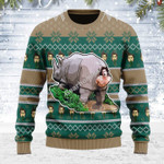 Merry Christmas Gearhomies Unisex Ugly Christmas Sweater Rhino Giving Birth 3D Apparel