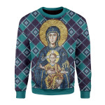 Merry Christmas Gearhomies Unisex Christmas Sweater Maria And Jesus In Eastern Orthodox Christmas 3D Apparel