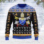 Merry Christmas Gearhomies Unisex Ugly Christmas Sweater Pope Pius X Coat of Arms 3D Apparel