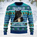 Merry Christmas Gearhomies Unisex Ugly Christmas Sweater I Hate People Cat 3D Apparel
