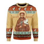 Merry Christmas Gearhomies Unisex Christmas Sweater Saint Francis God Of Animal And Environment 3D Apparel