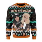 Merry Christmas Gearhomies Unisex Christmas Sweater We're Not Worthy 3D Apparel