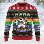 Merry Christmas Gearhomies Unisex Ugly Christmas Sweater Unicorn LGBT Pew Pew 3D Apparel
