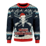 Merry Christmas Gearhomies Unisex Christmas Sweater Deer Hunting 3D Apparel