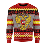 Merry Christmas Gearhomies Unisex Christmas Sweater Russia Coat Of Arms 3D Apparel