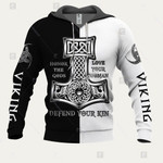 GearHomies Tracksuit Hoodie Pullover Sweatshirt Viking Honor The Gods, Black And White 3D Apparel