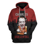 GearHomies Tops Pullover Sweatshirt Charles Bukowski Just A Little Less Pain, Black And Red 3D Apparel