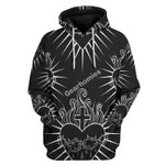 GearHomies Tops Pullover Sweatshirt Cross & Sacred Heart Tattoo Style Art Edgy Christian, Black And White 3D Apparel