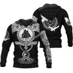 GearHomies Tracksuit Hoodie Pullover Sweatshirt Viking Symbols, Black And White 3D Apparel
