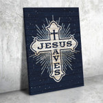 GearHomies Wood Prints Jesus Saves Cross On Navy Blue